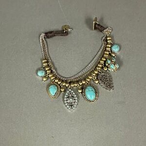 Lucky Brand Turquoise and Gold Charm Bracelet NWOT